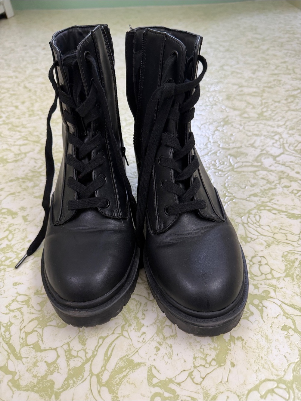 Black Women's Platform Lace-Up Ankle Boots